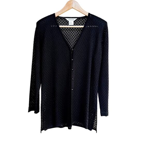 Exclusively Misook Black Lace Jacket Cardigan S Minimalist Quiet Luxury Crochet - Picture 1 of 7